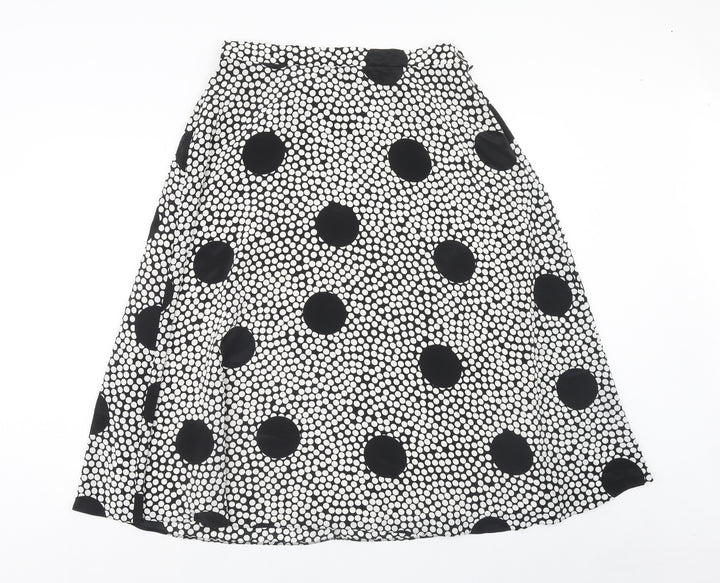 Preworn Womens White Polka Dot Polyester Swing Skirt Size 32 in Zip