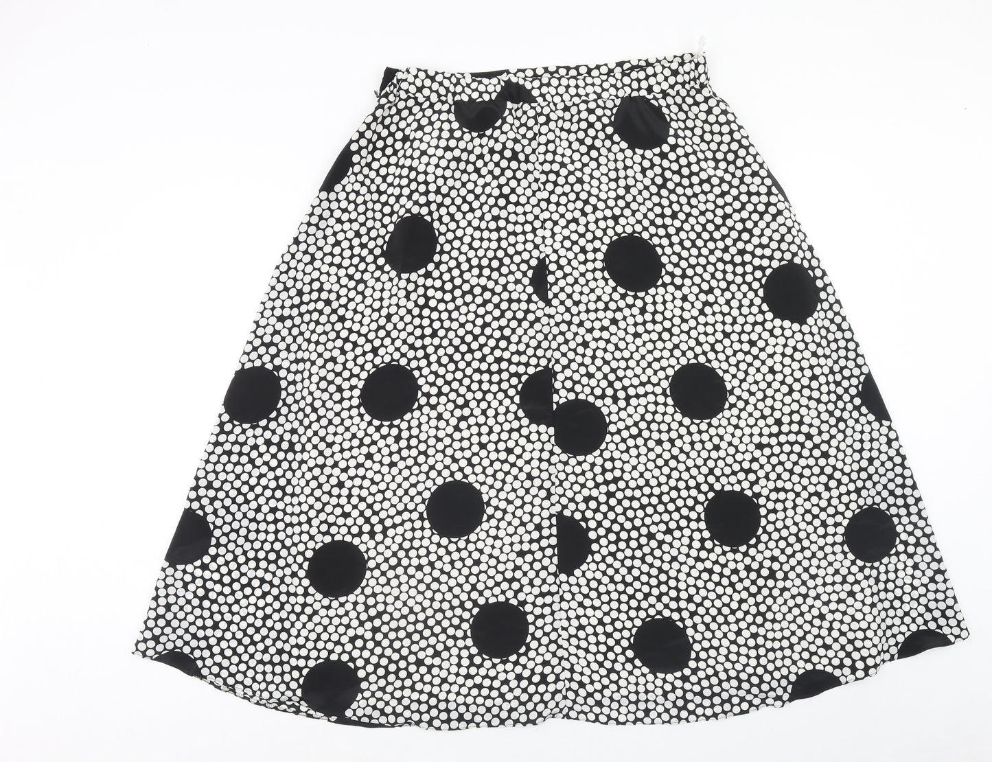 Preworn Womens White Polka Dot Polyester Swing Skirt Size 32 in Zip