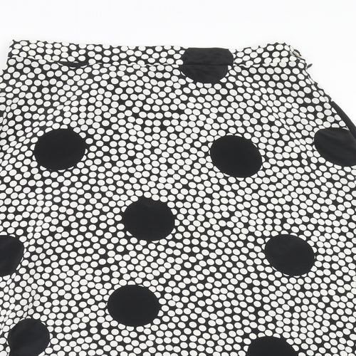 Preworn Womens White Polka Dot Polyester Swing Skirt Size 32 in Zip
