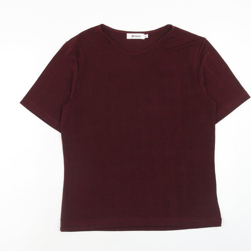 Damart Womens Red Polyester Basic T-Shirt Size 16 Round Neck