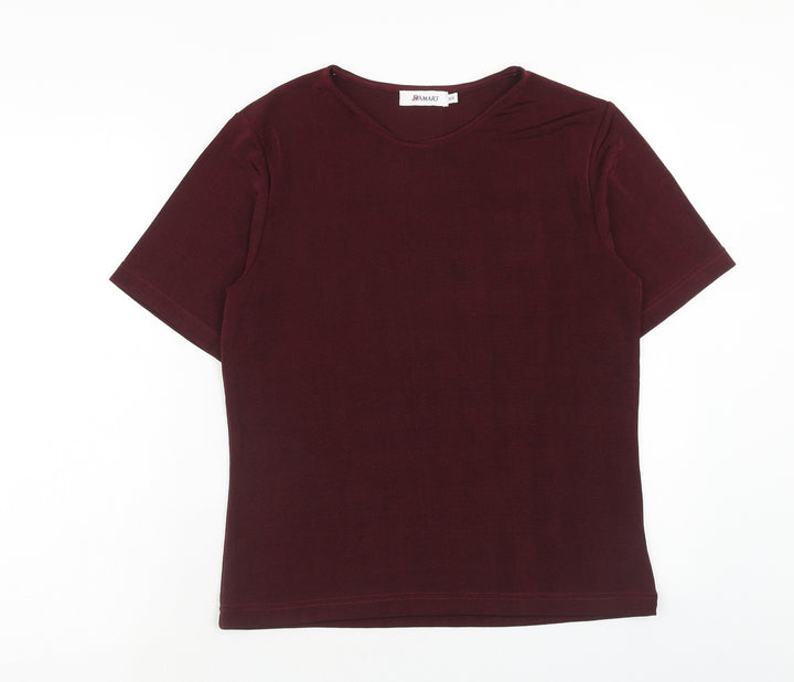 Damart Womens Red Polyester Basic T-Shirt Size 16 Round Neck