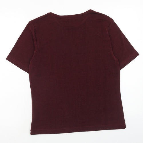 Damart Womens Red Polyester Basic T-Shirt Size 16 Round Neck