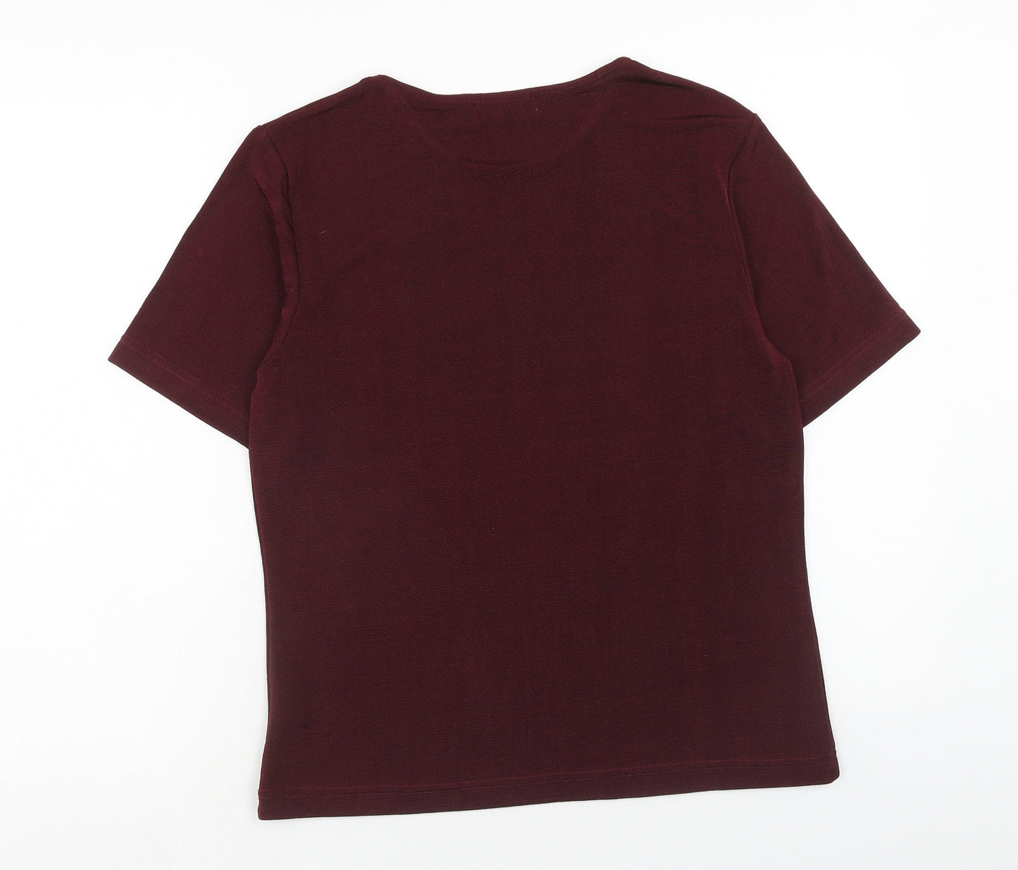 Damart Womens Red Polyester Basic T-Shirt Size 16 Round Neck