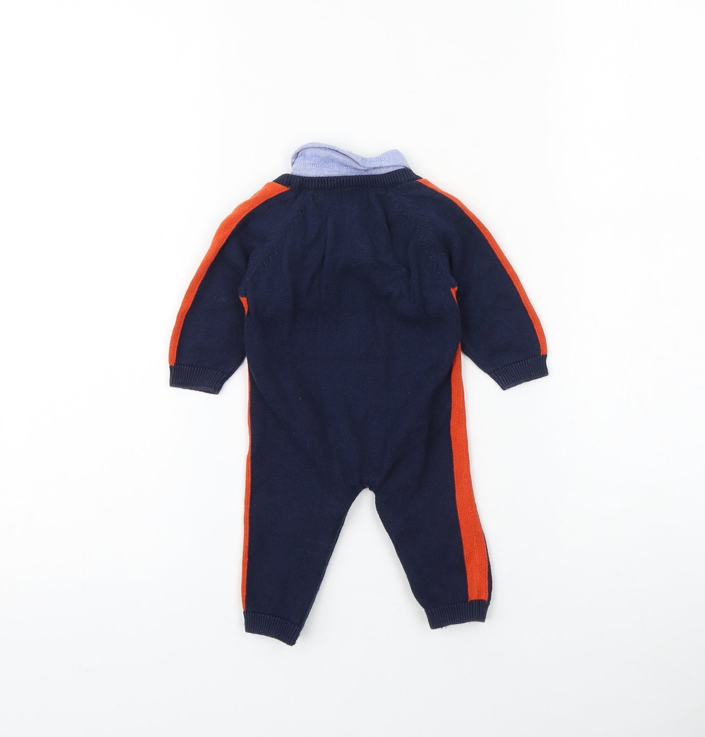 Jasper Conran Baby Blue Striped 100% Cotton Romper One-Piece Size 0-3 Months Button