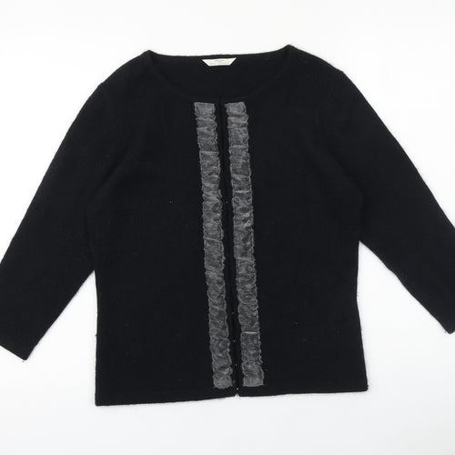Marks and Spencer Womens Black Round Neck 100% Cotton Pullover Jumper Size 12