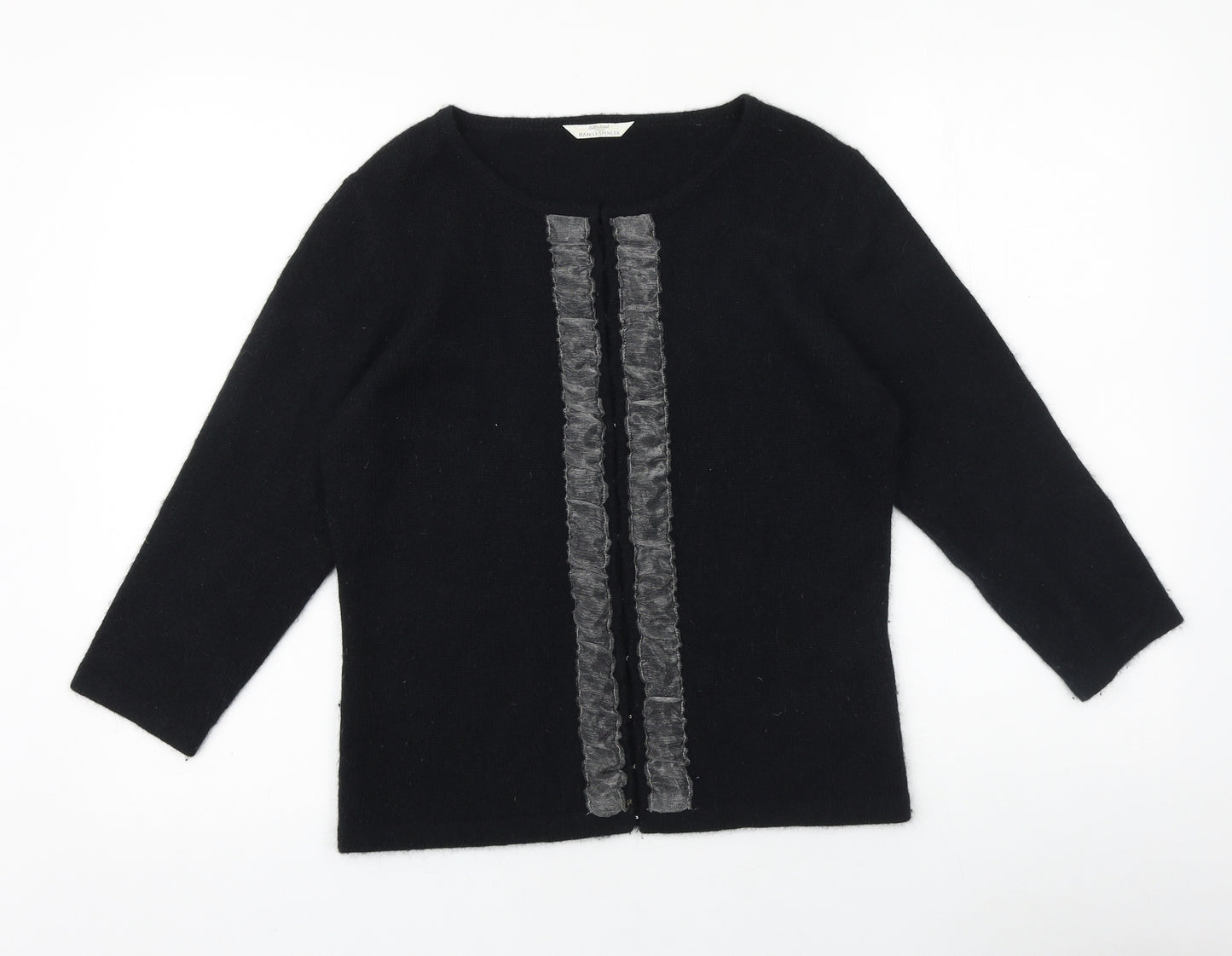 Marks and Spencer Womens Black Round Neck 100% Cotton Pullover Jumper Size 12