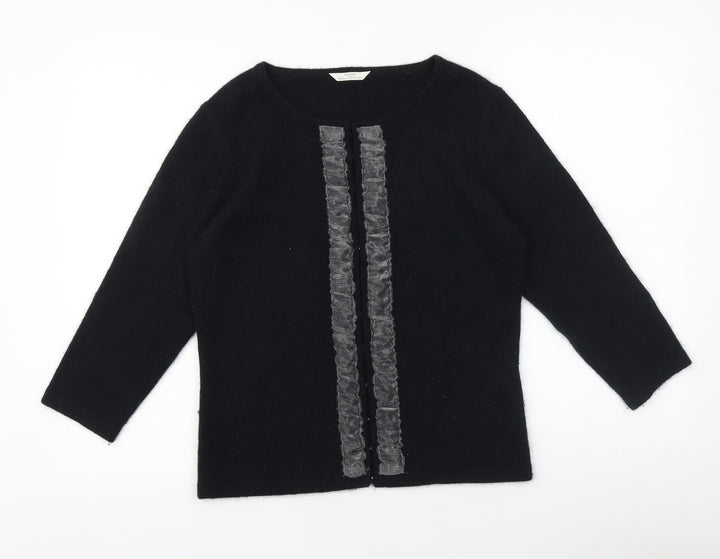 Marks and Spencer Womens Black Round Neck 100% Cotton Pullover Jumper Size 12