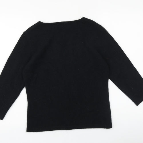 Marks and Spencer Womens Black Round Neck 100% Cotton Pullover Jumper Size 12