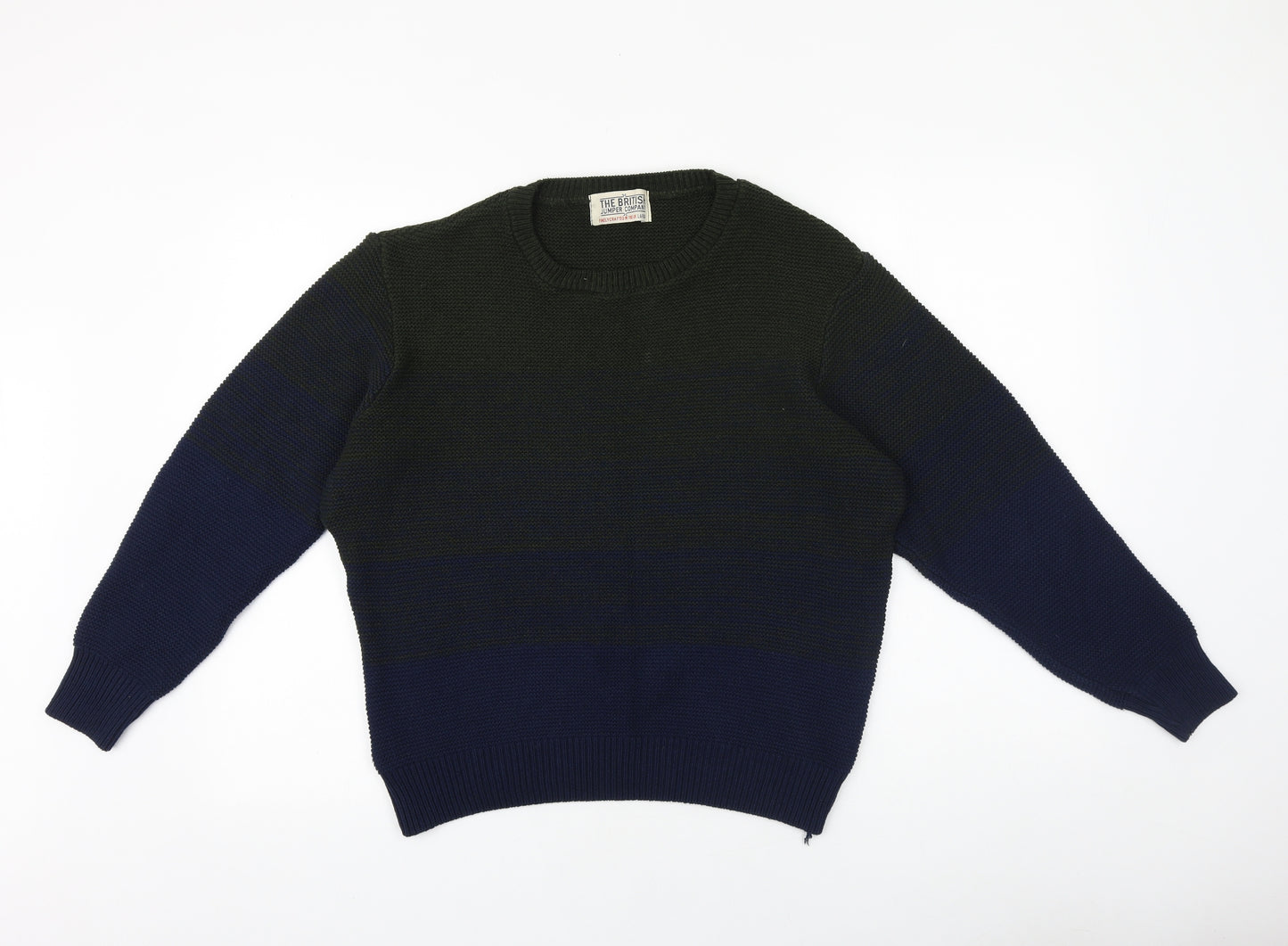 British Jumper Company Mens Blue Round Neck Acrylic Pullover Jumper Size L Long Sleeve