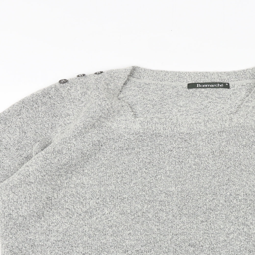 Bonmarche Womens Grey Round Neck Cotton Pullover Jumper Size M