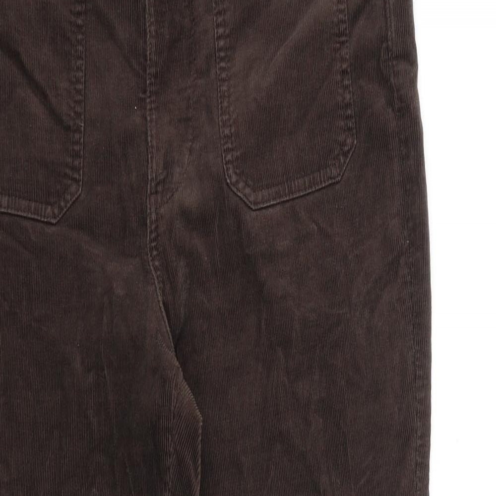Marks and Spencer Womens Brown Cotton Trousers Size 12 L29 in Regular Zip