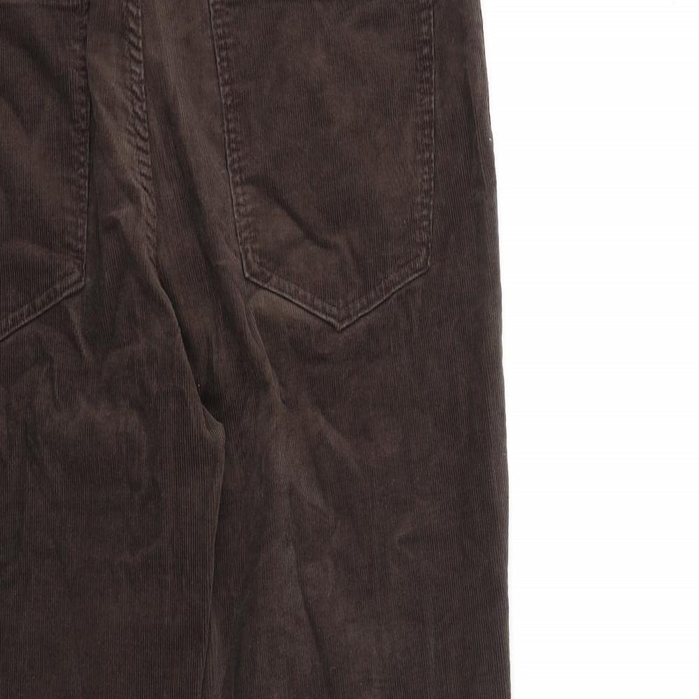Marks and Spencer Womens Brown Cotton Trousers Size 12 L29 in Regular Zip