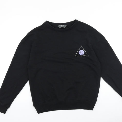 Primark Womens Black Cotton Pullover Sweatshirt Size 2XS Pullover - We're All One with the Earth