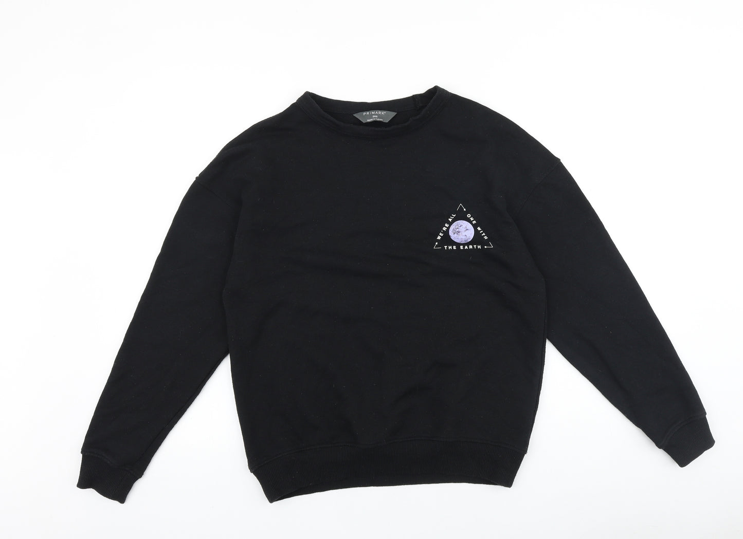 Primark Womens Black Cotton Pullover Sweatshirt Size 2XS Pullover - We're All One with the Earth