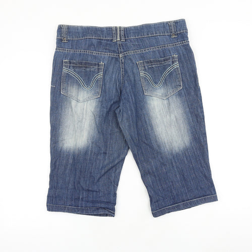 Cherokee Womens Blue 100% Cotton Bermuda Shorts Size 34 in L15 in Regular Zip