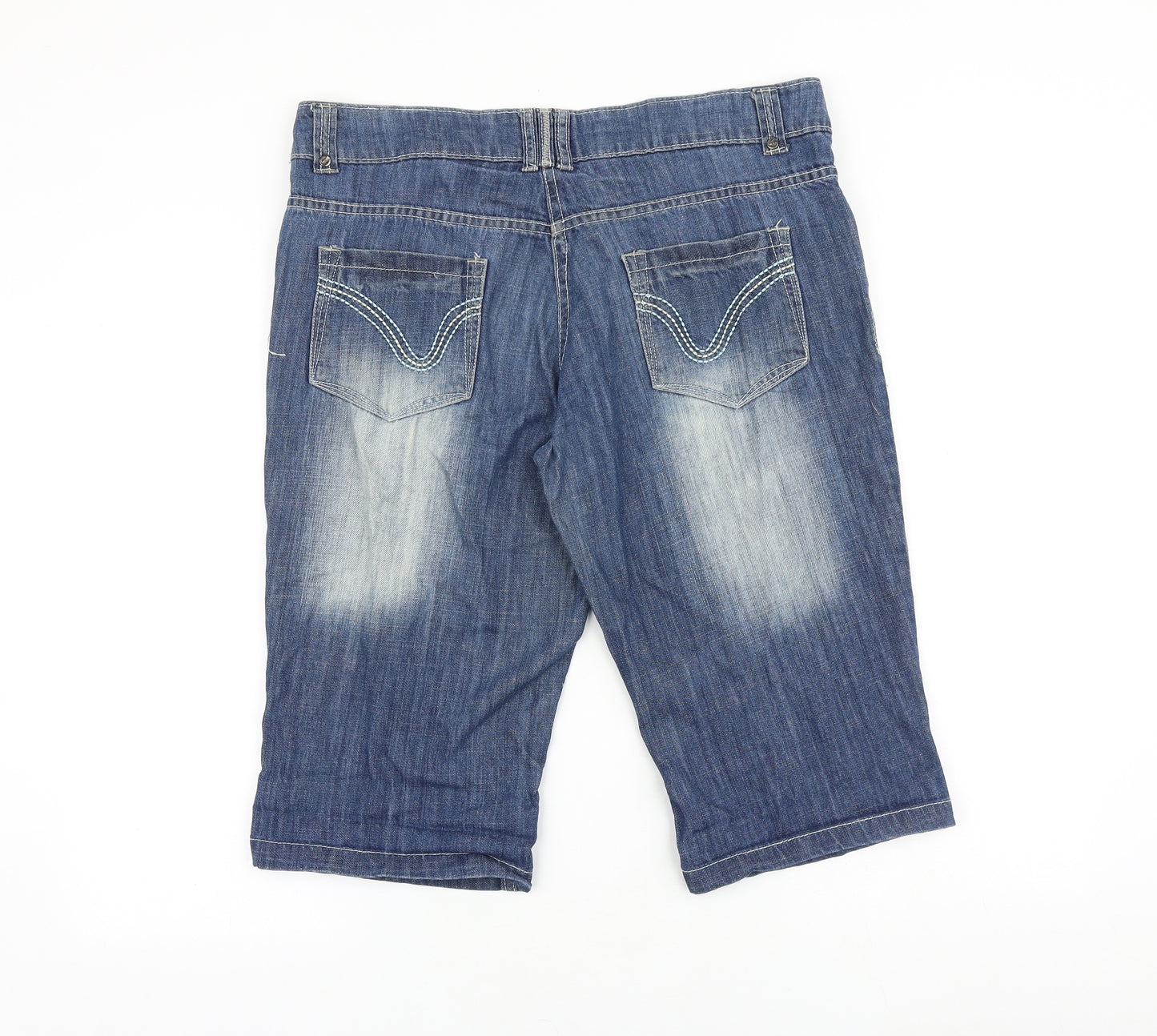 Cherokee Womens Blue 100% Cotton Bermuda Shorts Size 34 in L15 in Regular Zip