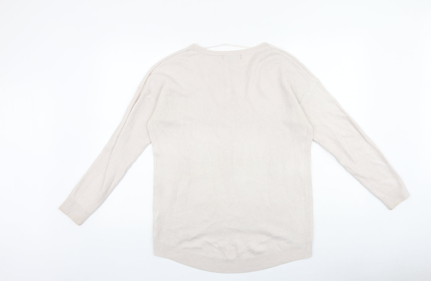 Primark Womens Beige Round Neck 100% Cotton Pullover Jumper Size 8