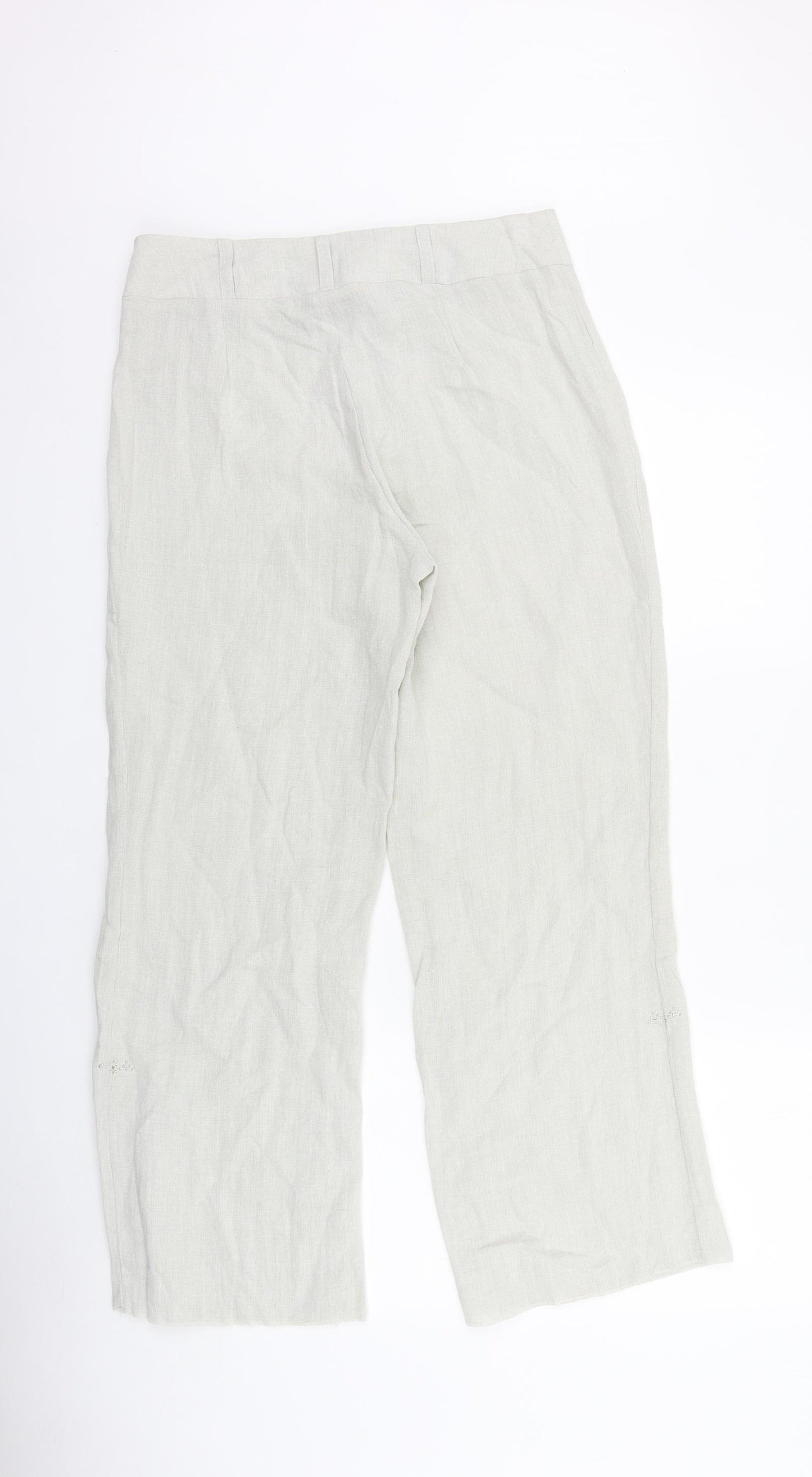 Bozena Womens Green Polyester Trousers Size 12 L28 in Regular Tie