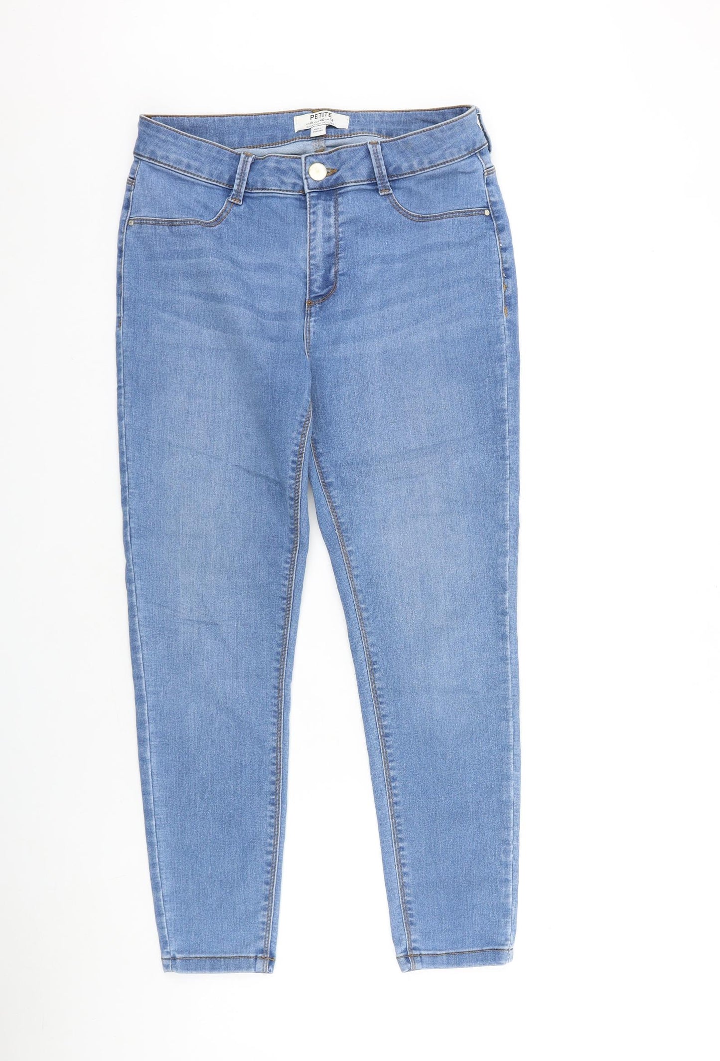 Dorothy Perkins Womens Blue Cotton Skinny Jeans Size 12 L25 in Regular Zip