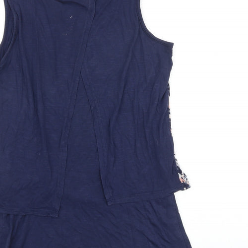 NEXT Womens Blue Floral 100% Cotton Basic Tank Size 8 Scoop Neck - Overlay