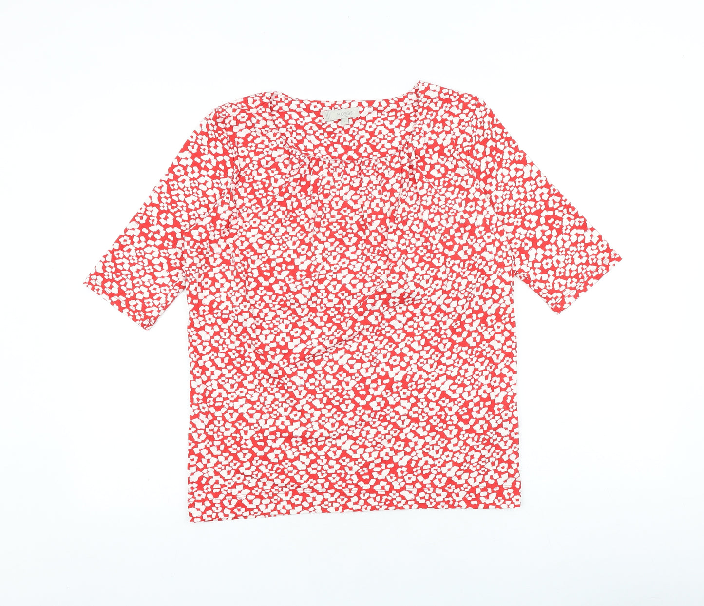 Hobbs Womens Red Floral 100% Cotton Basic Blouse Size S Scoop Neck