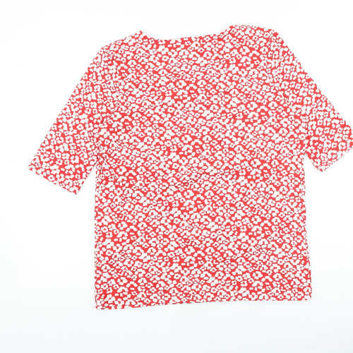 Hobbs Womens Red Floral 100% Cotton Basic Blouse Size S Scoop Neck