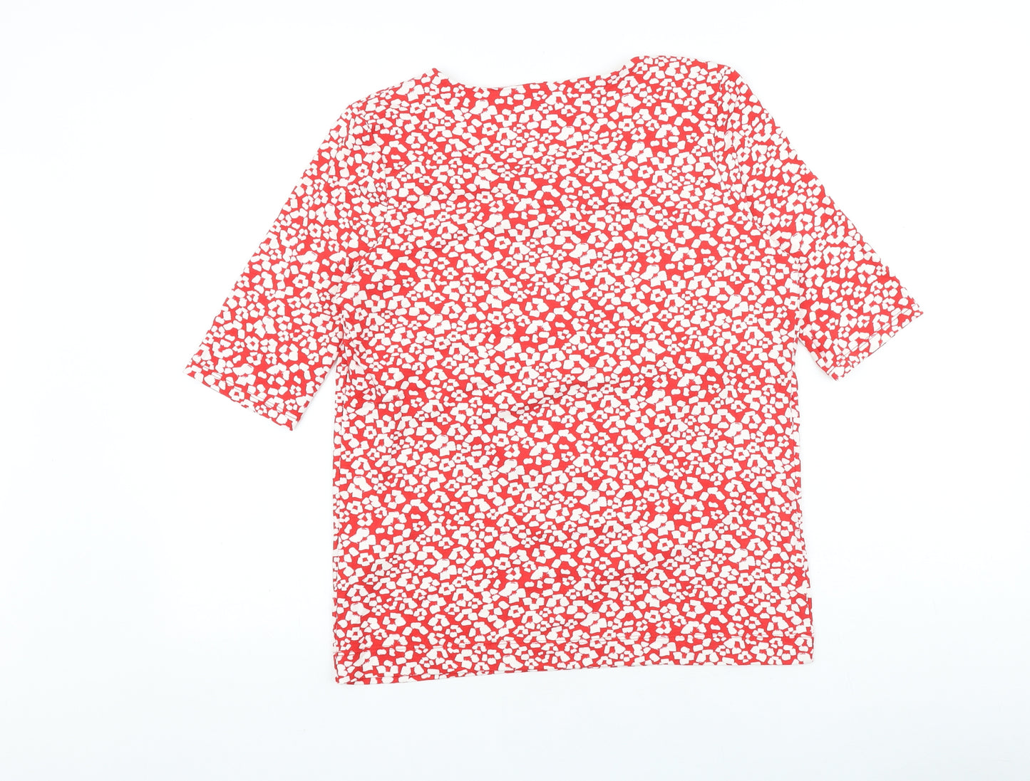 Hobbs Womens Red Floral 100% Cotton Basic Blouse Size S Scoop Neck