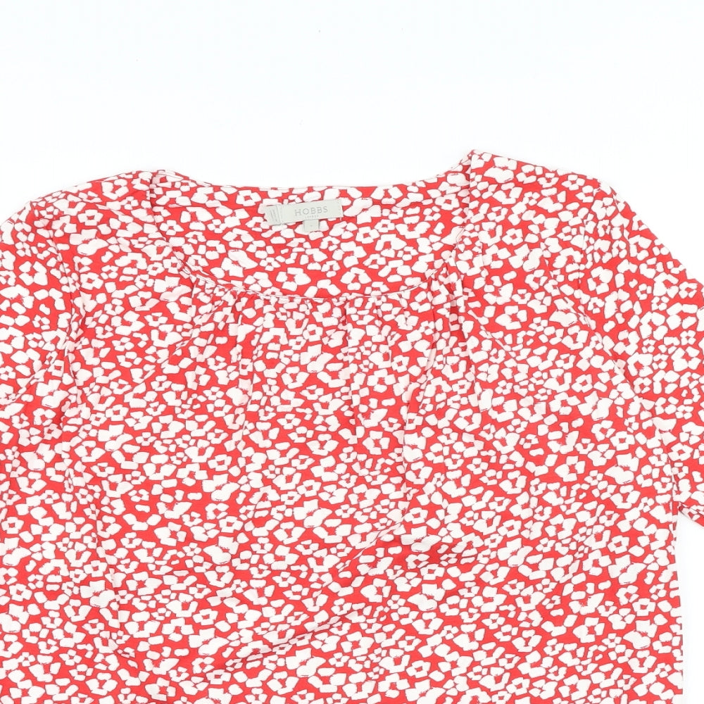 Hobbs Womens Red Floral 100% Cotton Basic Blouse Size S Scoop Neck