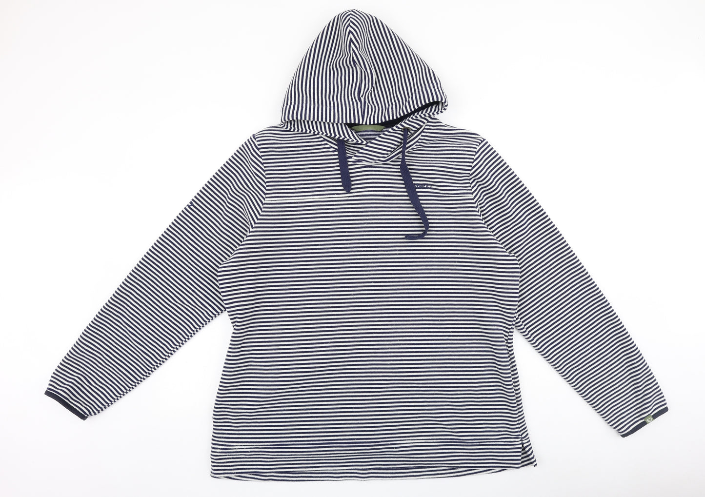 brasher Womens Blue Striped 100% Cotton Pullover Hoodie Size 18 Pullover