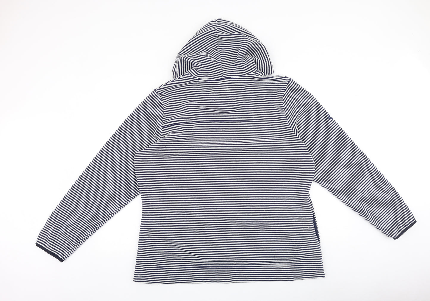 brasher Womens Blue Striped 100% Cotton Pullover Hoodie Size 18 Pullover