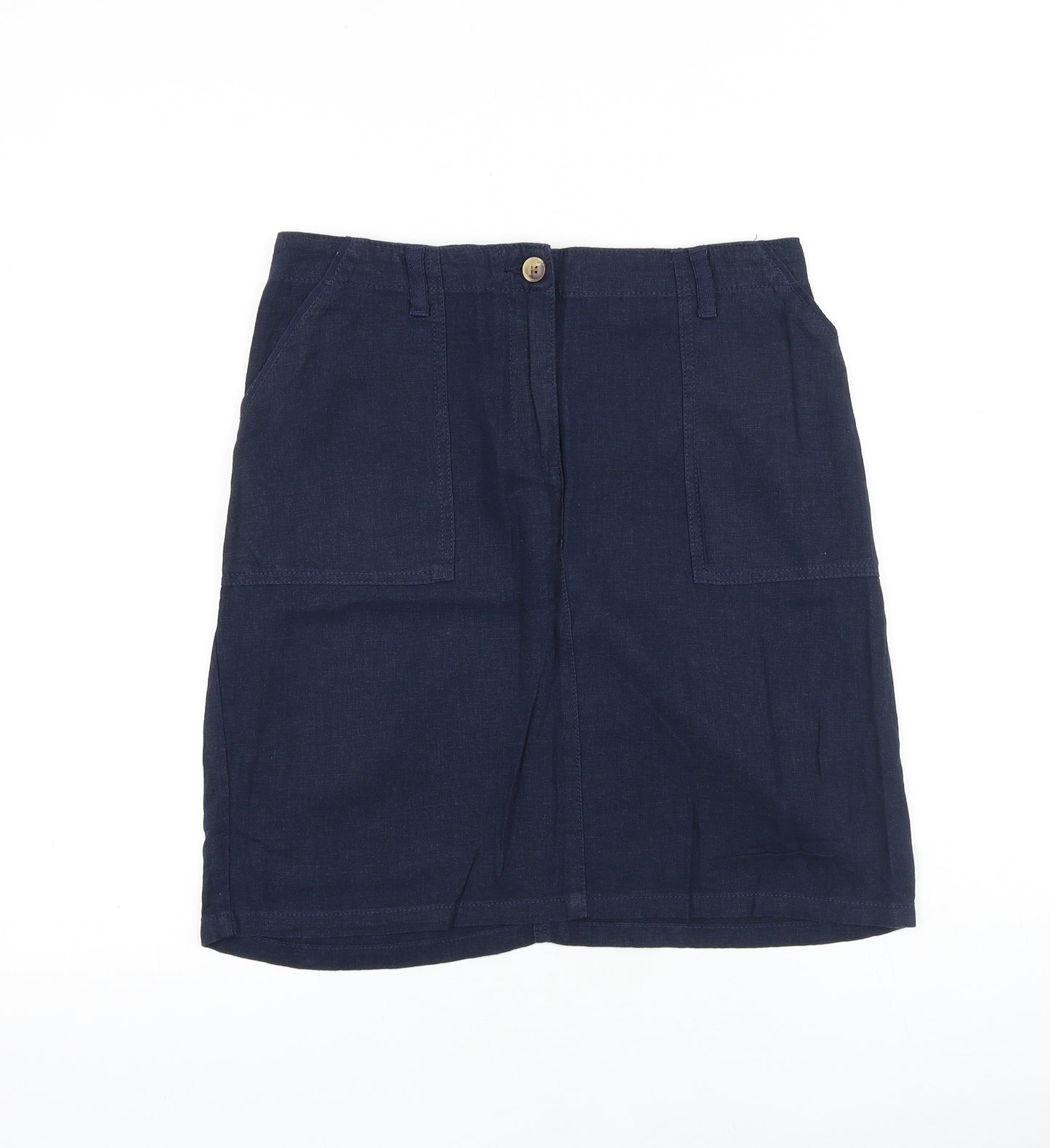 NEXT Womens Blue Cotton Straight & Pencil Skirt Size 12 Zip