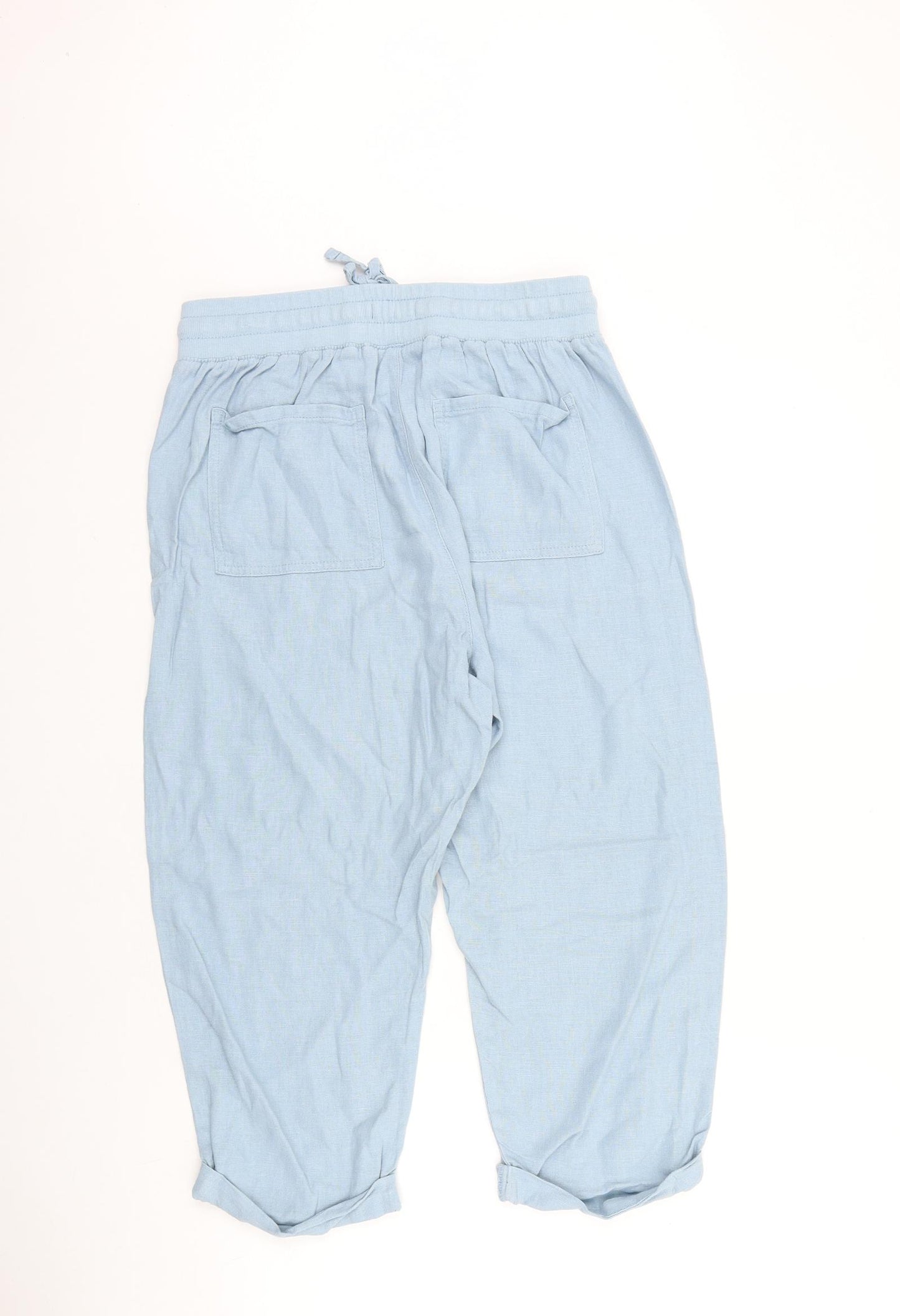 M&Co Womens Blue Cotton Jogger Trousers Size 12 L20 in Regular Tie