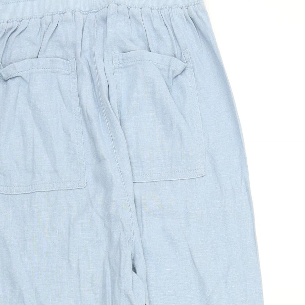 M&Co Womens Blue Cotton Jogger Trousers Size 12 L20 in Regular Tie