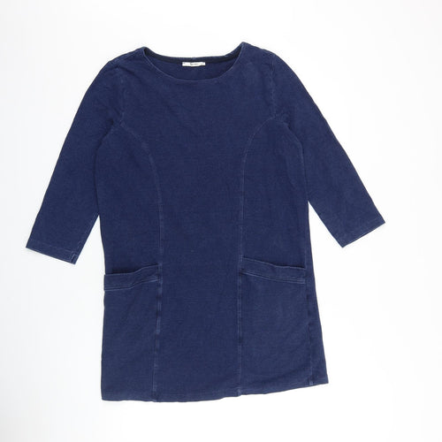 TU Womens Blue 100% Cotton A-Line Size 10 Round Neck Pullover