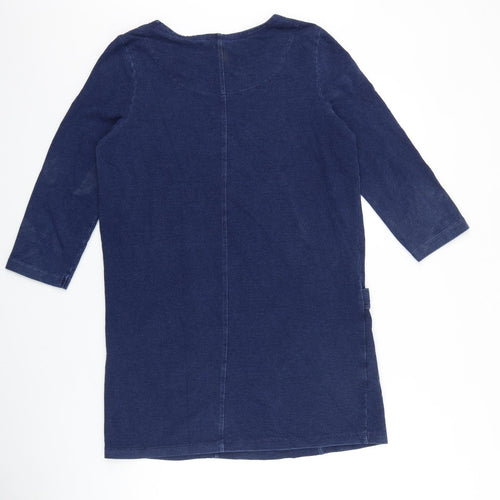 TU Womens Blue 100% Cotton A-Line Size 10 Round Neck Pullover