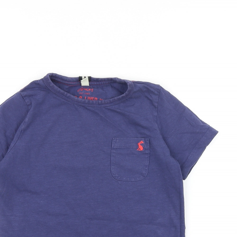 Joules Boys Blue 100% Cotton Basic T-Shirt Size 9-10 Years Round Neck Pullover