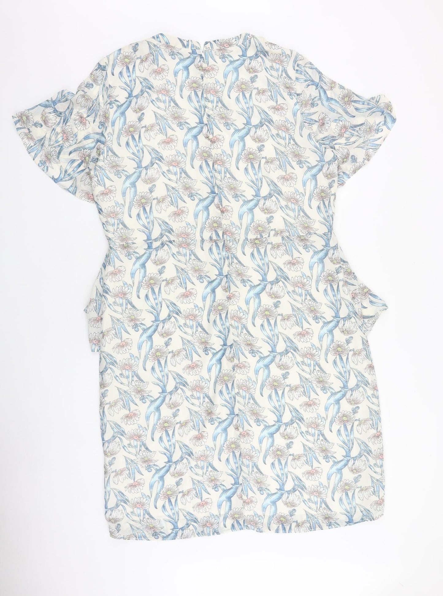 NUMPH Womens Ivory Floral Polyester Pencil Dress Size 14 Boat Neck Zip