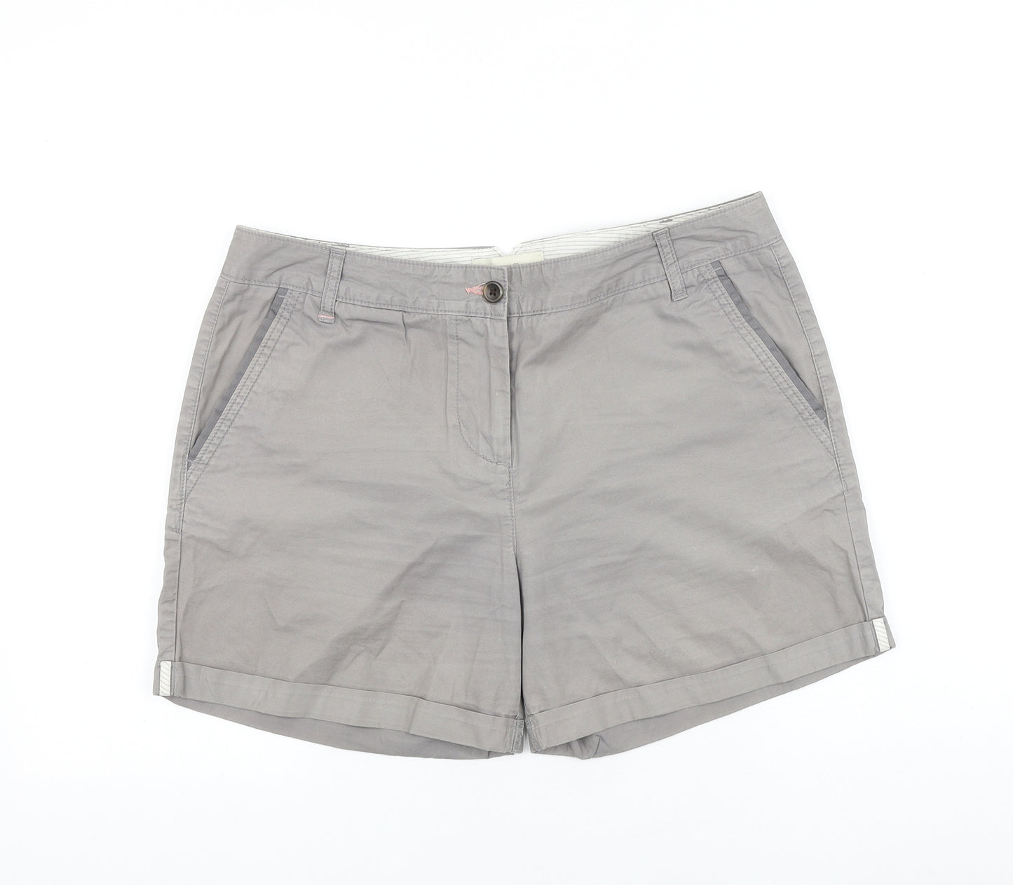 NEXT Womens Grey 100% Cotton Chino Shorts Size 12 L4 in Regular Zip