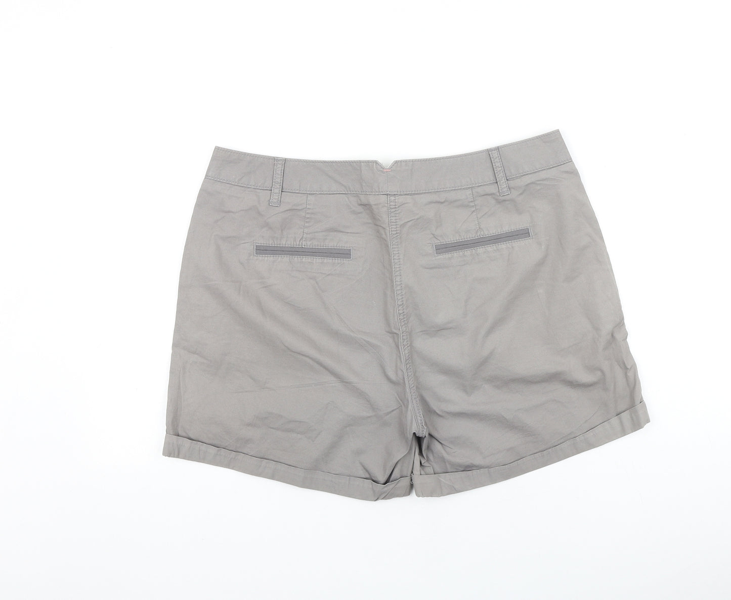 NEXT Womens Grey 100% Cotton Chino Shorts Size 12 L4 in Regular Zip