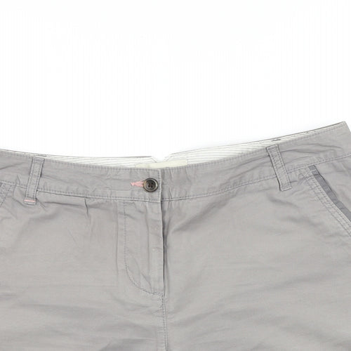 NEXT Womens Grey 100% Cotton Chino Shorts Size 12 L4 in Regular Zip