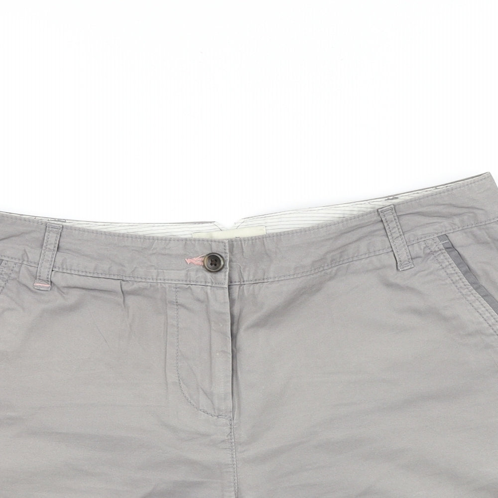 NEXT Womens Grey 100% Cotton Chino Shorts Size 12 L4 in Regular Zip