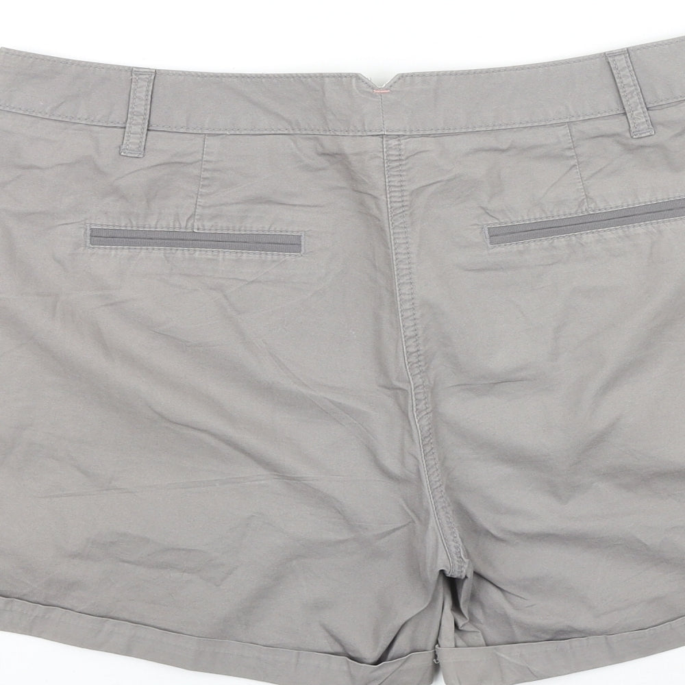 NEXT Womens Grey 100% Cotton Chino Shorts Size 12 L4 in Regular Zip