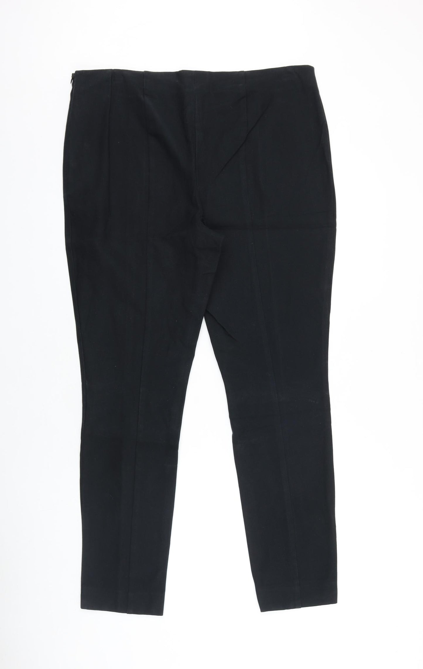 Lands' End Womens Black Cotton Trousers Size 18 L29 in Regular Zip