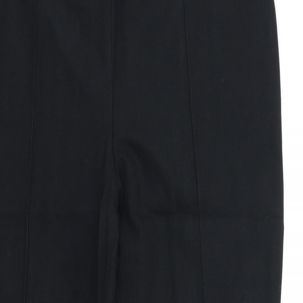 Lands' End Womens Black Cotton Trousers Size 18 L29 in Regular Zip