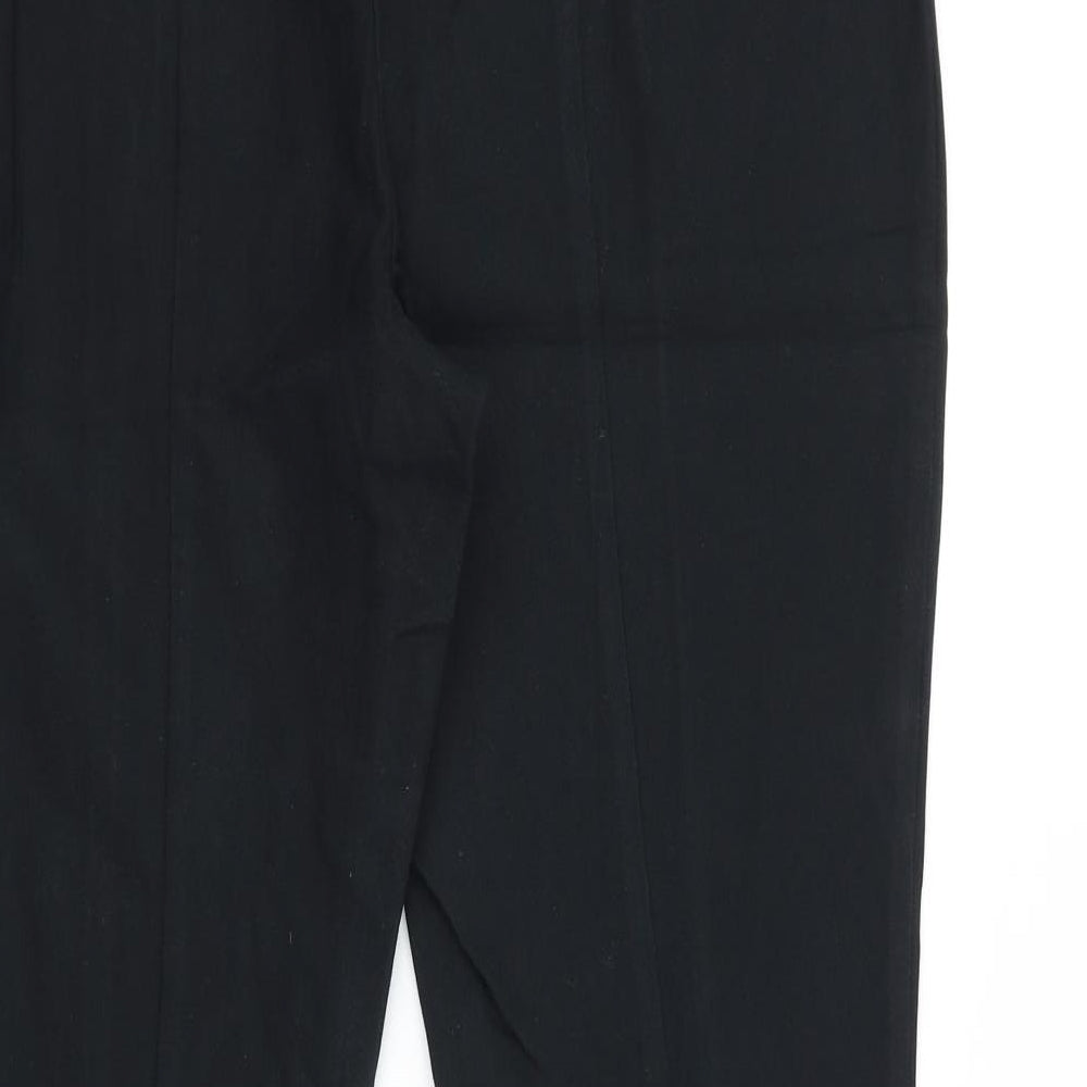 Lands' End Womens Black Cotton Trousers Size 18 L29 in Regular Zip