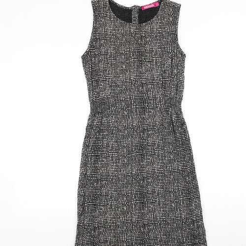 INDISKA Womens Black Geometric 100% Cotton A-Line Size S Boat Neck Button