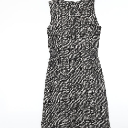 INDISKA Womens Black Geometric 100% Cotton A-Line Size S Boat Neck Button