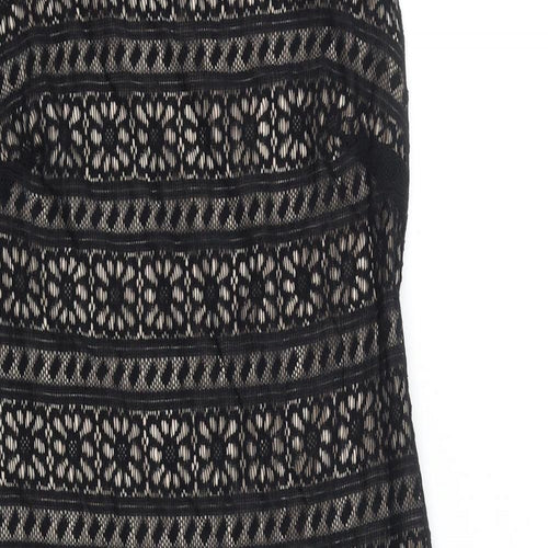 Marks and Spencer Womens Black 100% Cotton Pencil Dress Size 8 Square Neck Pullover