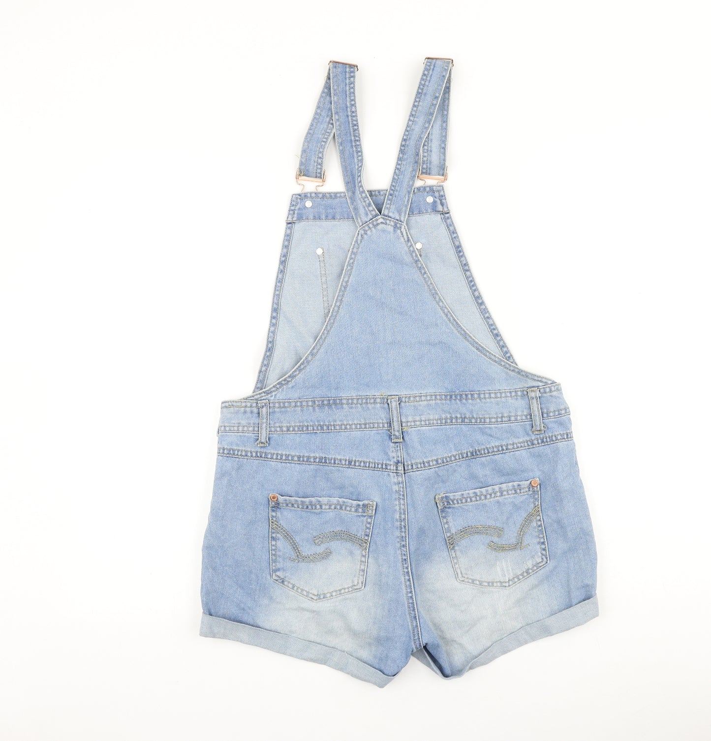 Denim & Co. Womens Blue 100% Cotton Dungaree One-Piece Size 10 Buckle