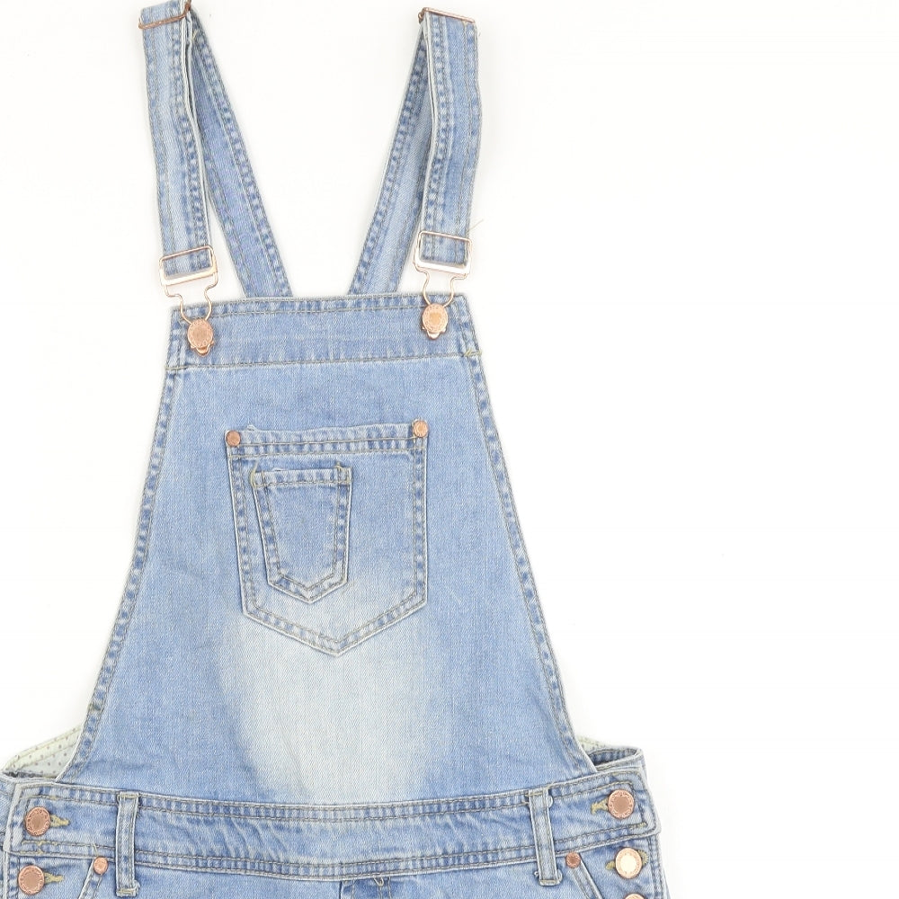 Denim & Co. Womens Blue 100% Cotton Dungaree One-Piece Size 10 Buckle